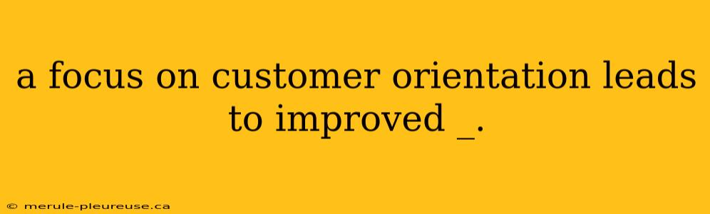 a focus on customer orientation leads to improved _.