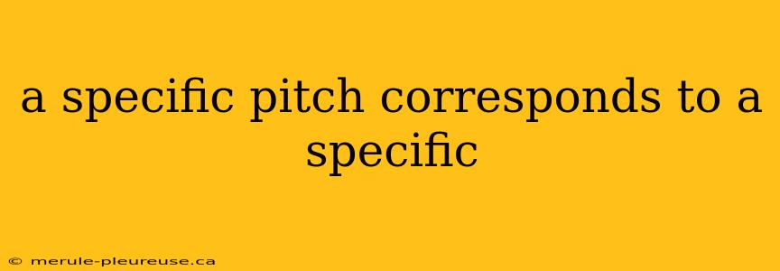 a specific pitch corresponds to a specific