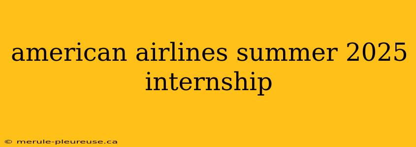 american airlines summer 2025 internship