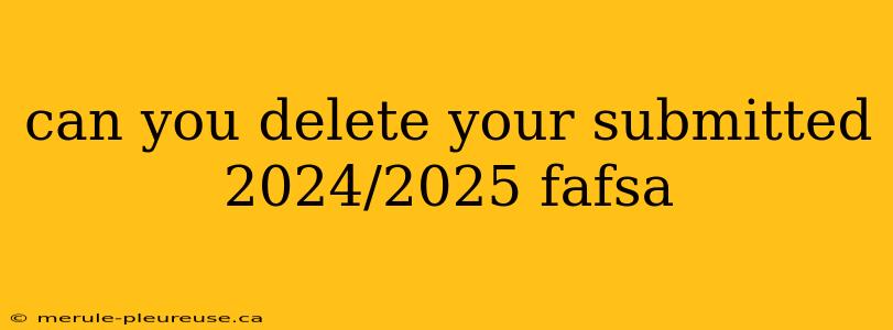 can you delete your submitted 2024/2025 fafsa