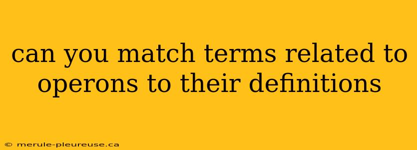 can you match terms related to operons to their definitions