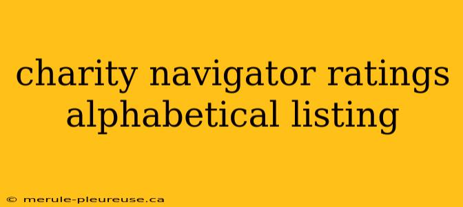 charity navigator ratings alphabetical listing