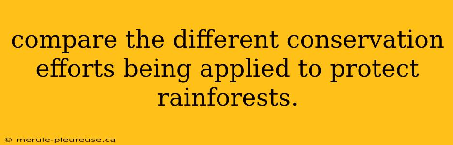 compare the different conservation efforts being applied to protect rainforests.