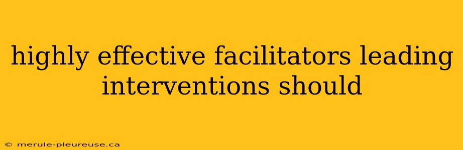 highly effective facilitators leading interventions should