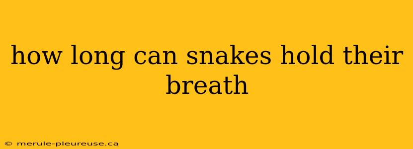 how long can snakes hold their breath