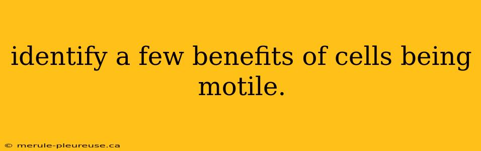 identify a few benefits of cells being motile.