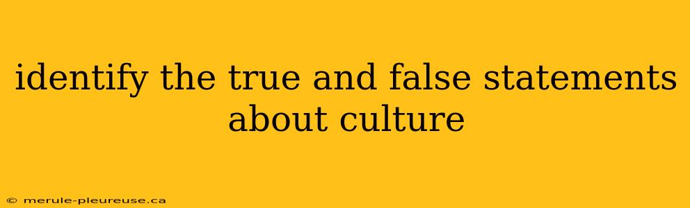 identify the true and false statements about culture