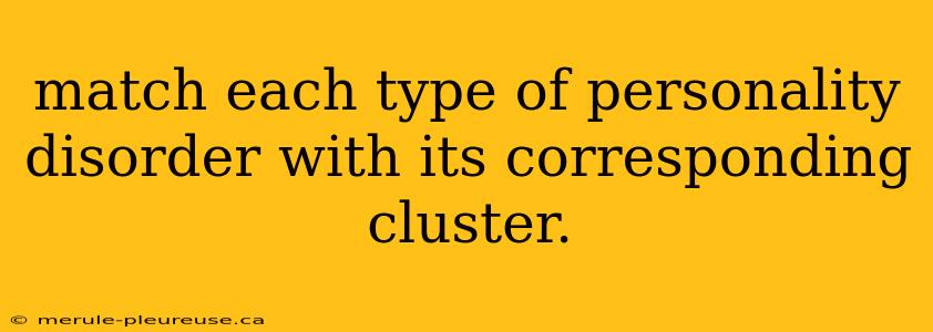 match each type of personality disorder with its corresponding cluster.