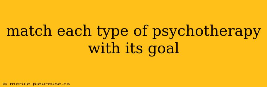 match each type of psychotherapy with its goal