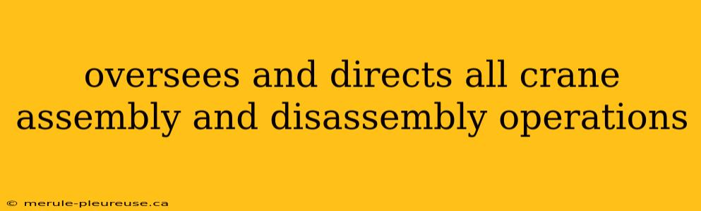 oversees and directs all crane assembly and disassembly operations