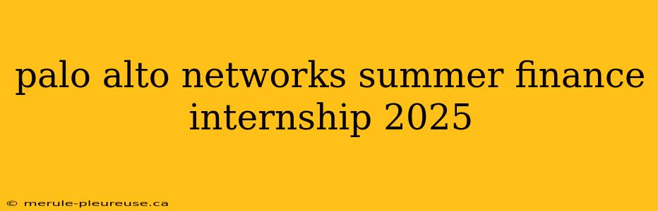 palo alto networks summer finance internship 2025