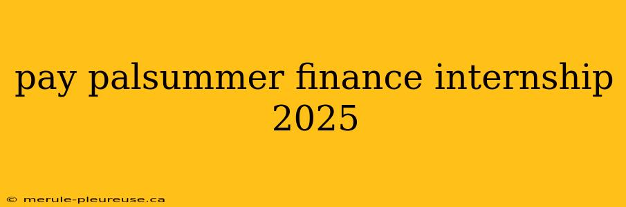 pay palsummer finance internship 2025