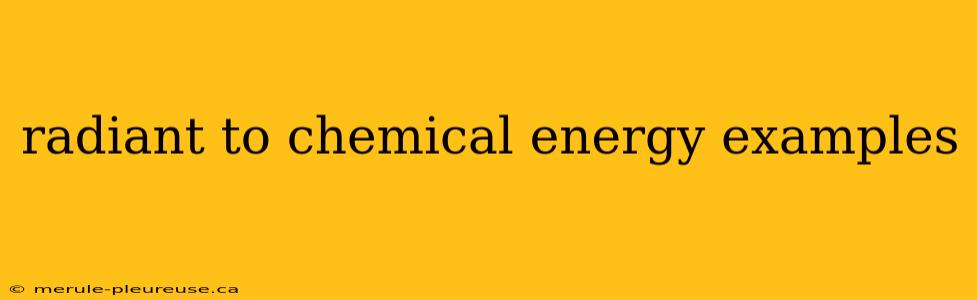 radiant to chemical energy examples