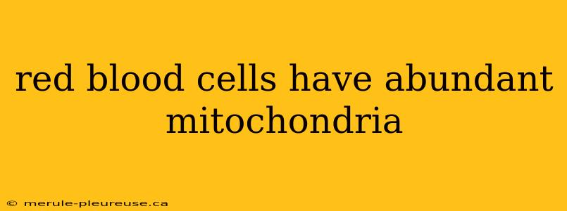 red blood cells have abundant mitochondria