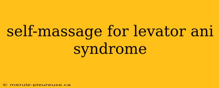 self-massage for levator ani syndrome