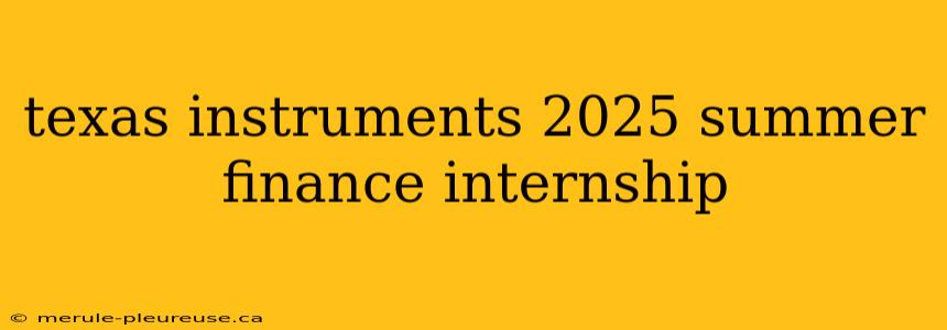 texas instruments 2025 summer finance internship