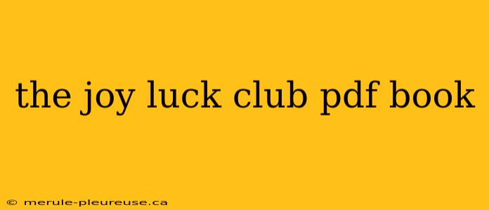 the joy luck club pdf book