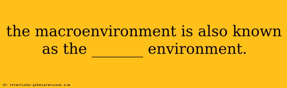 the macroenvironment is also known as the _______ environment.