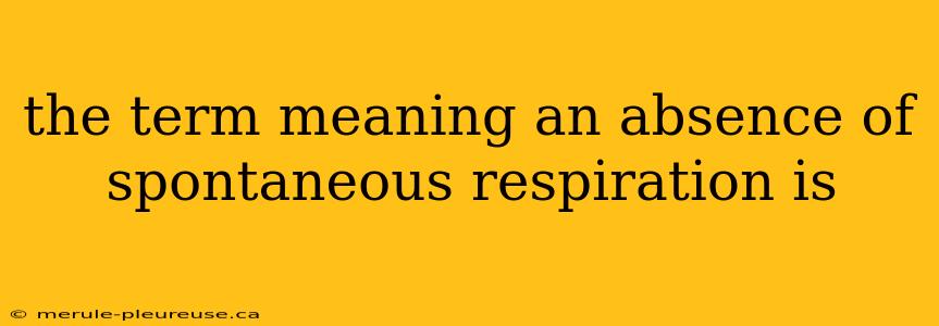 the term meaning an absence of spontaneous respiration is