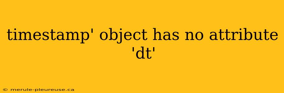 timestamp' object has no attribute 'dt'