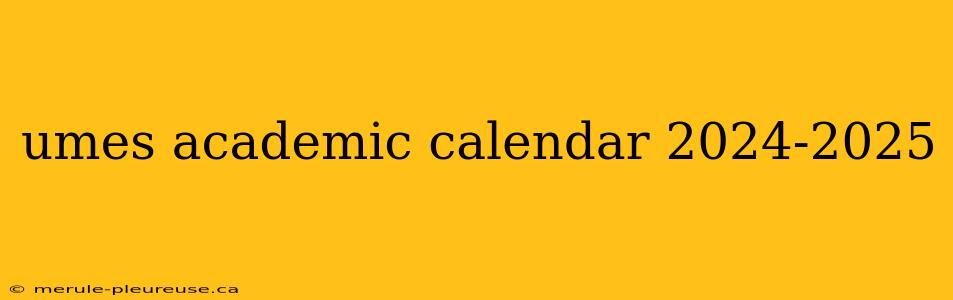 umes academic calendar 2024-2025