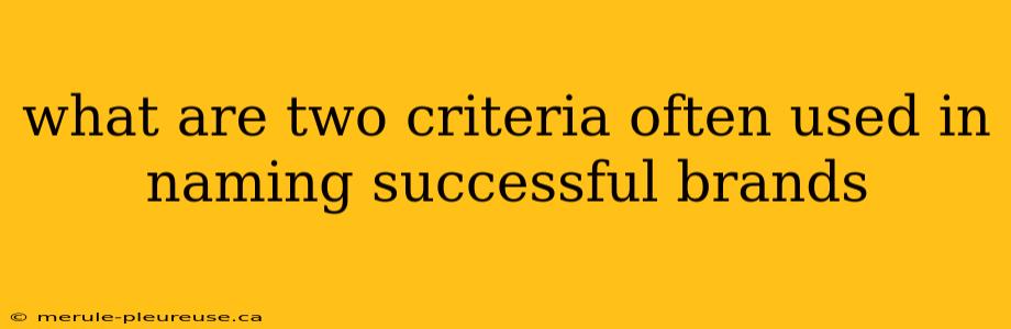 what are two criteria often used in naming successful brands