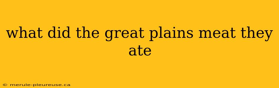 what did the great plains meat they ate