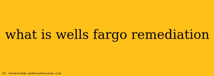 what is wells fargo remediation