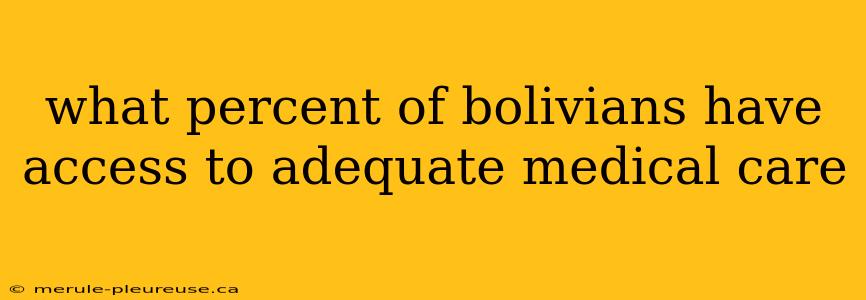 what percent of bolivians have access to adequate medical care