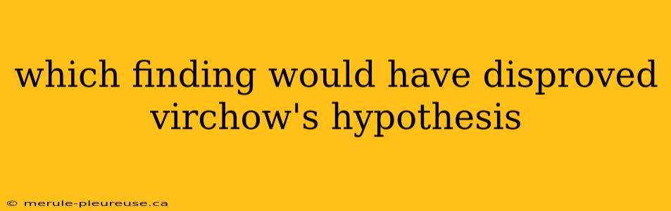 which finding would have disproved virchow's hypothesis