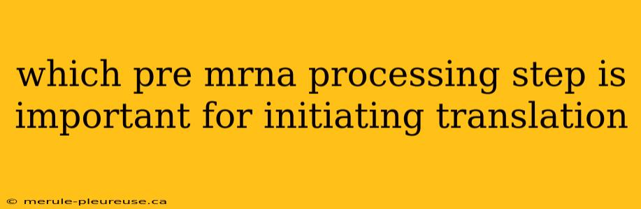 which pre mrna processing step is important for initiating translation