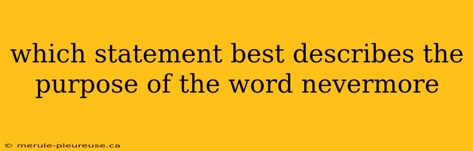 which statement best describes the purpose of the word nevermore